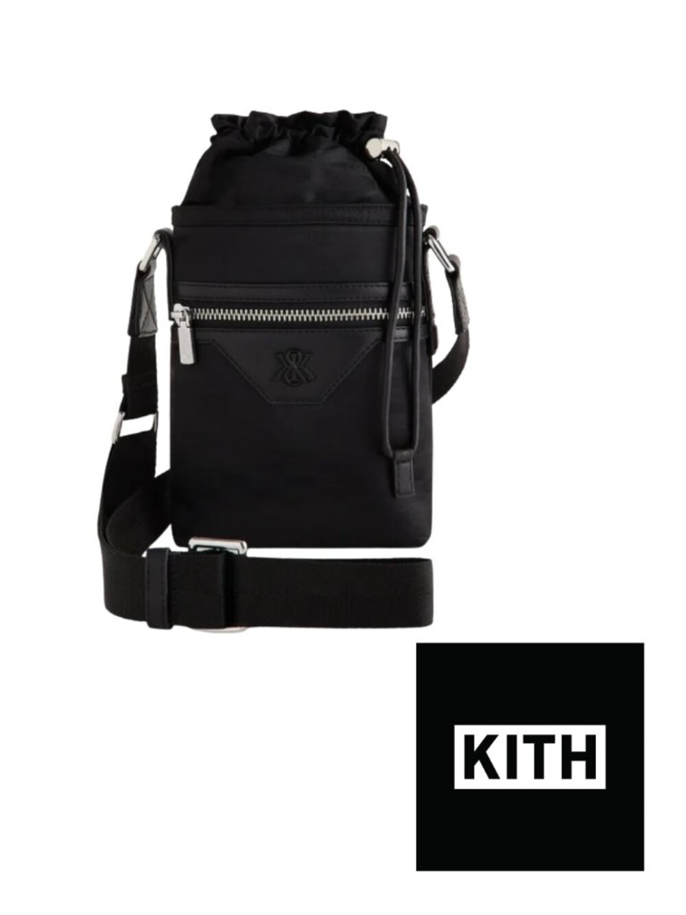 NWOT Kith Monogram Nylon Jacquard Drawcord Crossbody Bag - Black